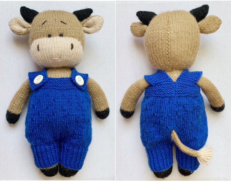 Bull Toy Knitting Pattern, Knitted Cow, symbol of year, DIY Soft Toy, Stuffed Animal Tutorial PDF image 6