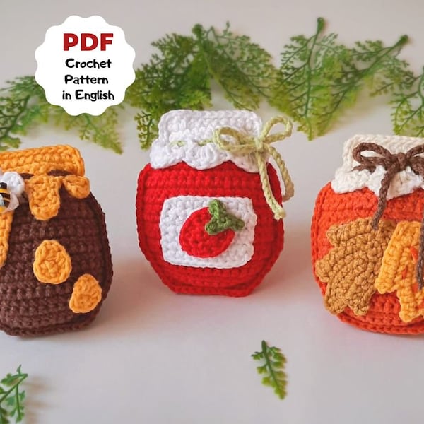 Set of crochet jars, Crochet pattern pot, Unique kitchen decor, Easy crochet pattern, Crochet decor pattern