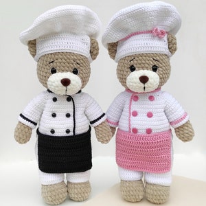 Amigurumi crochet pattern - Crochet chef bear pattern - English PDF pattern - Crochet bear cook pattern