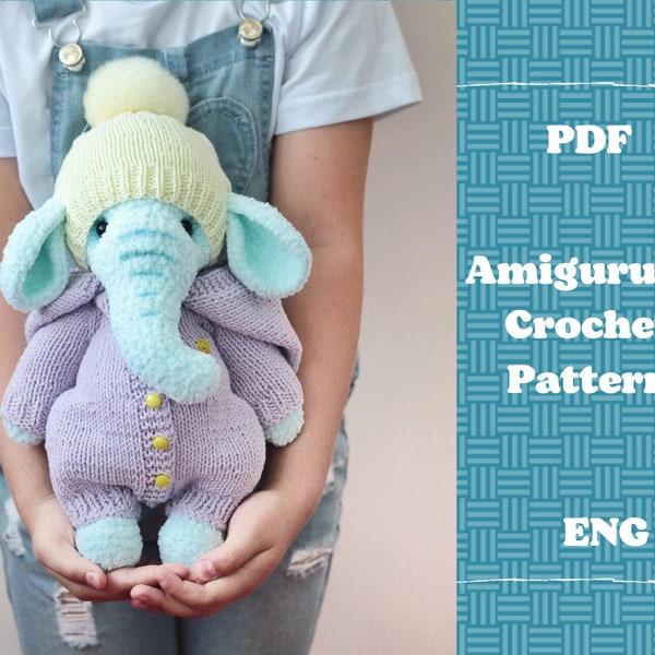 Amigurumi Elefanten Häkelanleitung, PDF Amigurumi Häkelanleitung auf Englisch