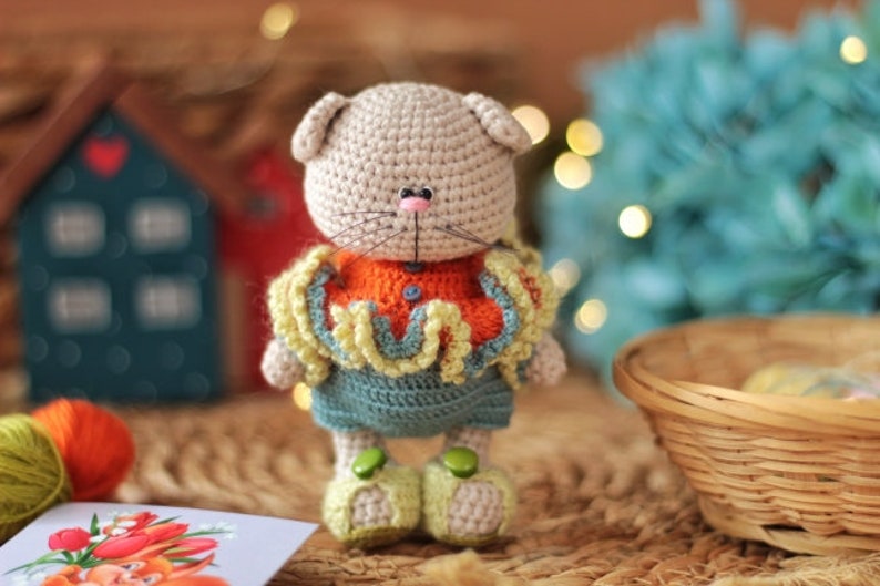 Amigurumi crochet pattern of rabbit and cat in clothes image 9