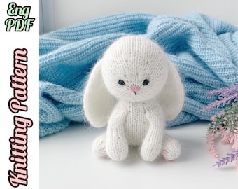 Little Bunny Knitted Pattern, Small Easter Rabbit, Knitting Soft Toy, DIY Stuffed Animal,Spring decor, Tutorial English PDF.