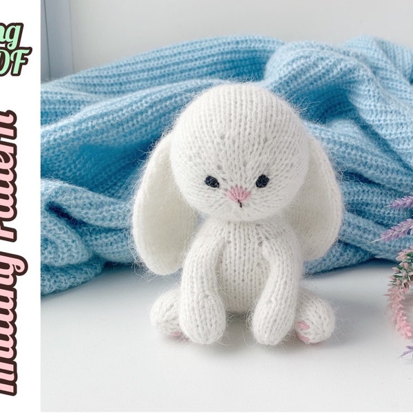 Little Bunny Knitted Pattern, Small Easter Rabbit, Knitting Soft Toy, DIY Stuffed Animal,Spring decor, Tutorial English PDF.