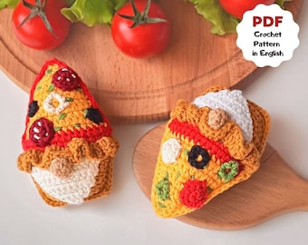 Gnome PIZZA crochet pattern, Crochet gnome, Crochet play food, Father's day gift, Easy crochet pattern, Crochet food pattern