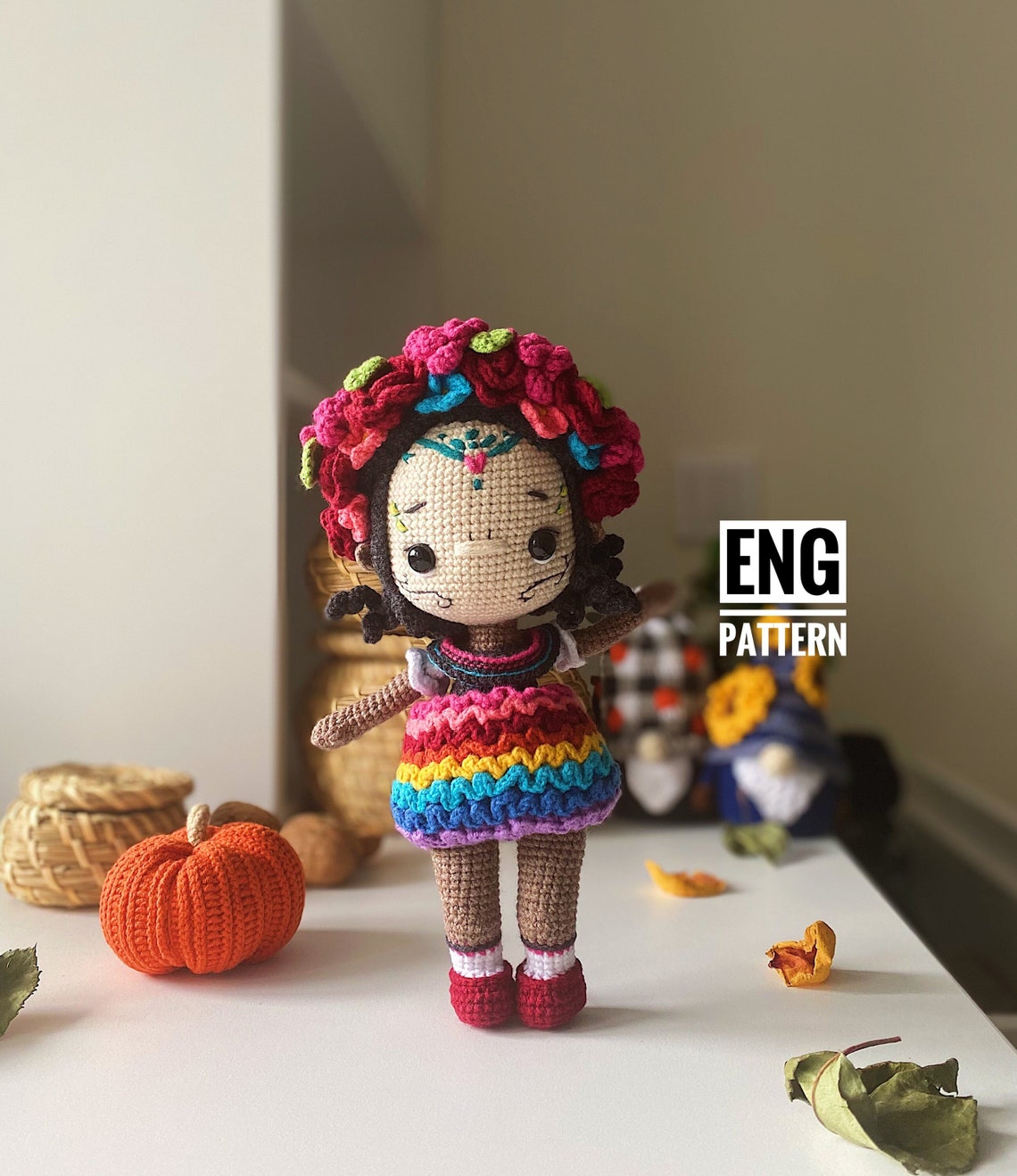 Crochet Halloween Doll PATTERN Amigurumi Doll With Flowers - Etsy