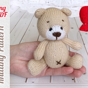 Bear Knitting Pattern, Soft Toy Tutorial PDF, Stuffed Animal Bear, DIY Bear with a balloon.