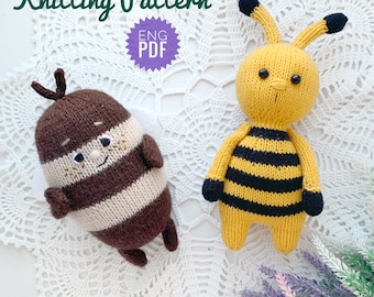 Bee Knitting Pattern, Knit Bumblebee, Soft Toy, Spring decorating, DIY Nursery decor, Knitted Tutorial PDF