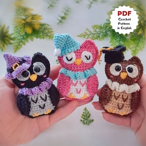 OWLS crochet pattern, Crochet teacher gift, Owl gifts for women, Easy crochet pattern, Keychains crochet patterns