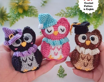 OWLS crochet pattern, Crochet teacher gift, Owl gifts for women, Easy crochet pattern, Keychains crochet patterns