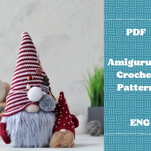 Amigurumi cute gnome crochet pattern, small and big gnome,   crochet amigurumi pattern