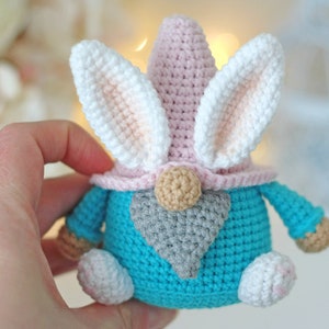 Easter crochet bunny gnome pattern easy amigurumi easter rabbit ornament cute crochet easter basket image 2