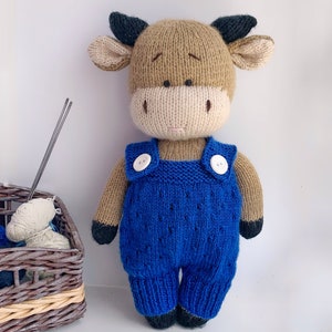 Bull Toy Knitting Pattern, Knitted Cow, symbol of year, DIY Soft Toy, Stuffed Animal Tutorial PDF image 4