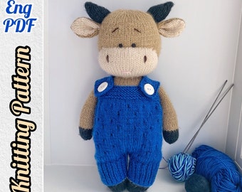 Stier Kuscheltier Strickanleitung, Kuscheltier Kuh, Symbol des Jahres, DIY Kuscheltier Anleitung PDF