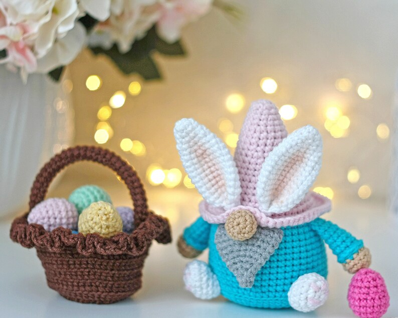 Easter crochet bunny gnome pattern easy amigurumi easter rabbit ornament cute crochet easter basket image 8