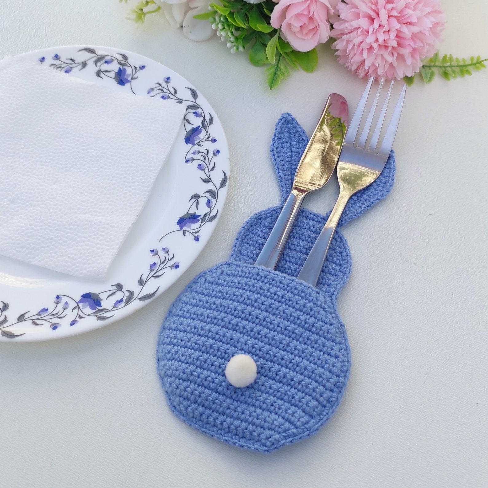 Bunny Cutlery Holder Easter Bunny Pattern Amigurumi Etsy