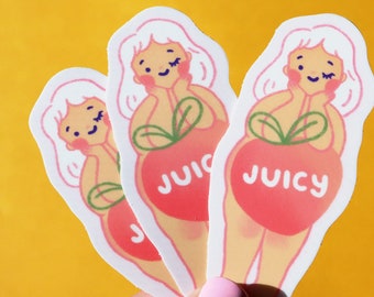Adesivo in vinile Juicy Peach Girl – Cancelleria Kawaii Body Positive