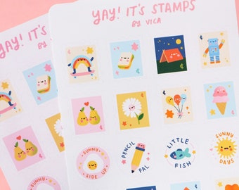 Stamps Sticker Sheet - Kawaii Stickers - Happy Mail Stickers - Journal Stickers - Pen Pal Stickers  - Cute Stickers - Cute Sticker Sheet