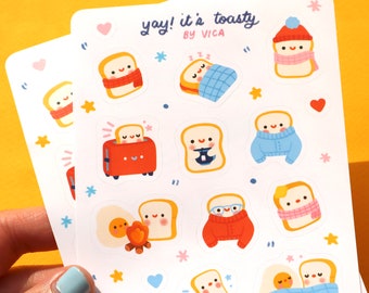 Cozy Toasty Stickers - Fall Stickers - Cute Sticker Sheet - Kawaii Stickers - Journal Stickers - Breakfast Stickers - Food Stickers