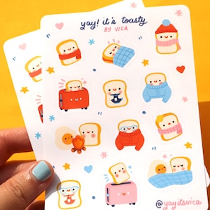 Cosy Toasty-stickers - herfststickers - schattig stickervel - kawaiistickers - dagboekstickers - ontbijtstickers - voedselstickers