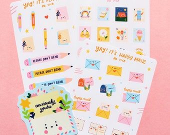 Happy Mail Stickers Bundle - Cute Stationery - Journal Stickers - Cute Stickers  - Pen Pals Stickers