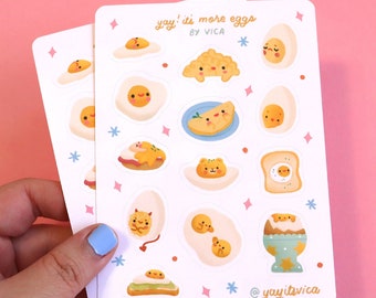 More Eggs Planner Sticker Sheet - Cute Stationery - Journal Stickers - Kawaii Food Stickers - Egg Stickers - Kawaii Stickers