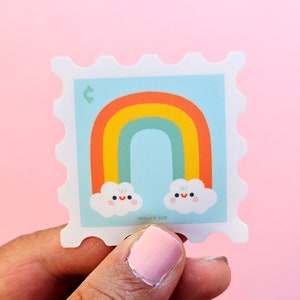 Rainbow Stamp Sticker - Journal Sticker - Cute Sticker - Happy Mail Sticker  - Waterproof Sticker - Kawaii Sticker - Cute Rainbow Sticker