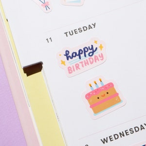 Happy Birthday Sticker Sheet - Kawaii Stickers - Cute Stationery ...