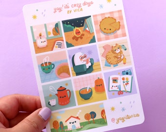 Cozy Days Sticker Sheet - Fall Stickers - Kawaii Stickers - Journal Stickers -  Cozy Sticker - Cute Stickers - Autumn Stickers