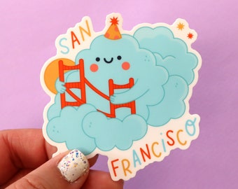 Karl the Fog Vinyl Sticker - Kawaii Sticker  -  Cute Sticker - San Francisco Sticker