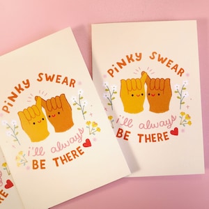 Pinky Swear Grußkarte - Niedliche Grußkarte - Kawaii Art - Jubiläumskarte - Valentinstag Karte - Beste Freundin Grußkarte