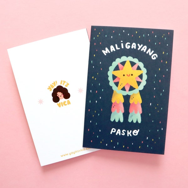 Maligayang Pasko Christmas Greeting Card - Cute Greeting Card - Christmas Card - Tagalog Christmas Card - Parol Christmas Card