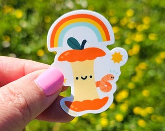 Naklejka na małe jabłko - Naklejka na dziennik - Słodka naklejka - Słodka naklejka na owoce - Wodoodporna naklejka - Naklejka Kawaii