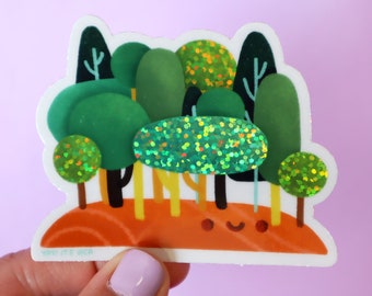 Happy Forest Sticker - Trees Sticker - Cute Sticker - Cute Nature Sticker  - Waterproof Sticker - Kawaii Sticker - BFF Sticker