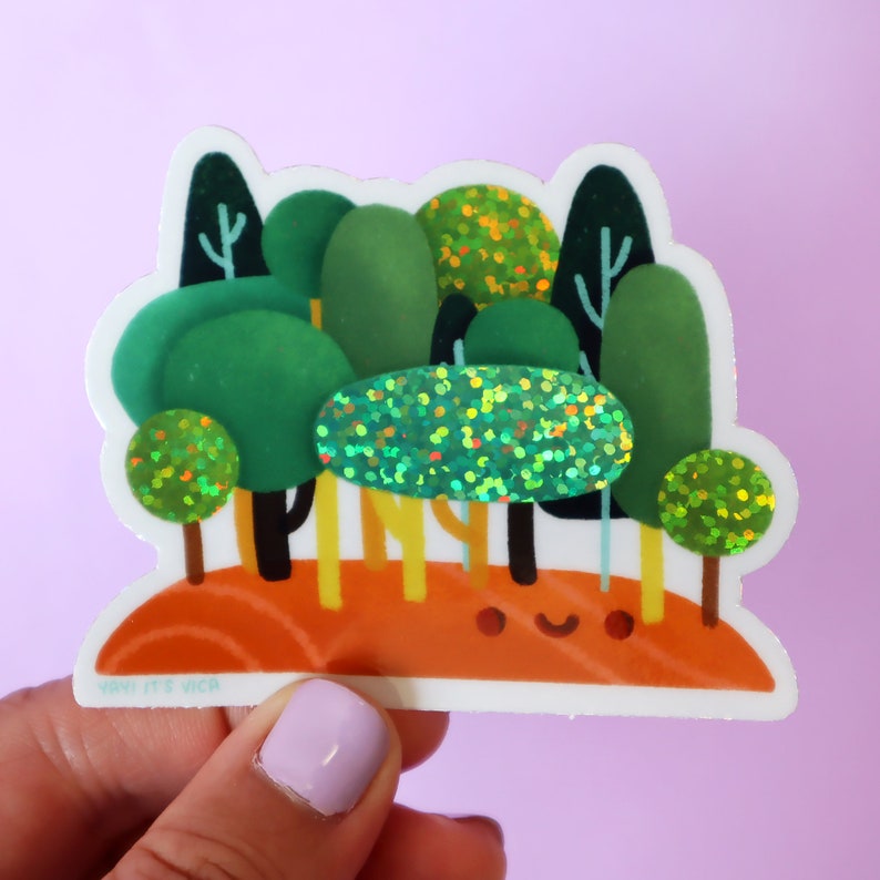 Happy Forest Sticker Trees Sticker Cute Sticker Cute Nature Sticker Waterproof Sticker Kawaii Sticker BFF Sticker image 1