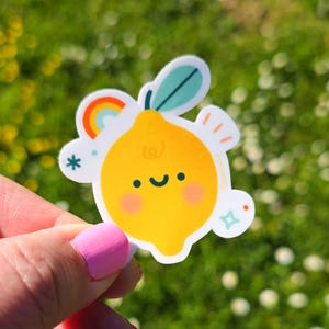 Kleiner Zitronenaufkleber - Journalaufkleber - Süßer Aufkleber - Süßer Obstaufkleber - Wasserdichter Aufkleber - Süßer Zitronenaufkleber - Kawaii Aufkleber