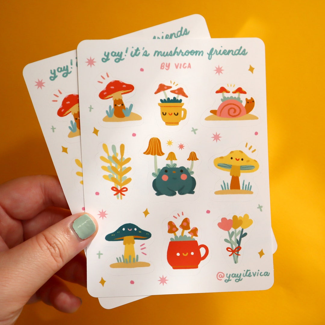 Mushroom Friends Planner Sticker Sheet - Cute Stationery - Journal ...