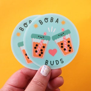 Boba Buds Vinyl Sticker - Kawaii Sticker  -  Cute Sticker - Food Sticker - Boba Sticker - Friend Sticker