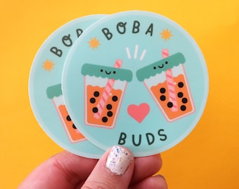 Boba Buds Vinyl Sticker - Kawaii Sticker  -  Cute Sticker - Food Sticker - Boba Sticker - Friend Sticker