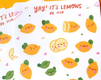 Kawaii Lemon Sticker Sheet – Cute Planner Stickers