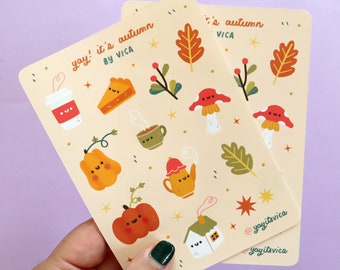 Autumn Sticker Sheet - Fall Stickers - Kawaii Stickers - Journal Stickers -  Christmas Sticker - Cute Stickers - Cozy Stickers