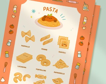 5x7" Pasta Art Print - Cute Food Art - Kitchen Art Print - Cute Wall Art - Cute Art Print
