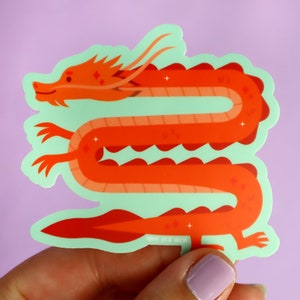 Sticker dragon rouge nouvel an lunaire-papeterie mignonne-autocollant kawaii-autocollant animal mignon-autocollant imperméable