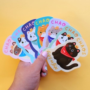 Chaos Gremlin Cat Sticker - Journal Sticker - Cute Sticker - Cute Cat Sticker  - Chaos Sticker - Kawaii Stickers - Pet Sticker