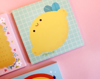 Happy Lemon Memo Pad - Kawaii Notepad - Fruit Memo Pad - Cute Notepad - Cute Stationery - Lemon Notepad