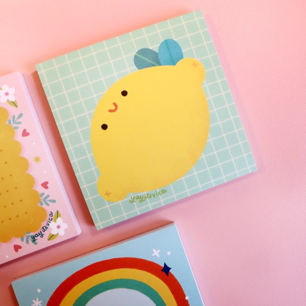 Happy Lemon Memo Pad - Kawaii Notepad - Fruit Memo Pad - Cute Notepad - Cute Stationery - Lemon Notepad