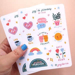 BFF Sticker Sheet - Freundschaft Sticker - Bester Freund Sticker - Süßer Sticker Bogen - Kawaii Sticker - Journal Stickers - Süße Sticker