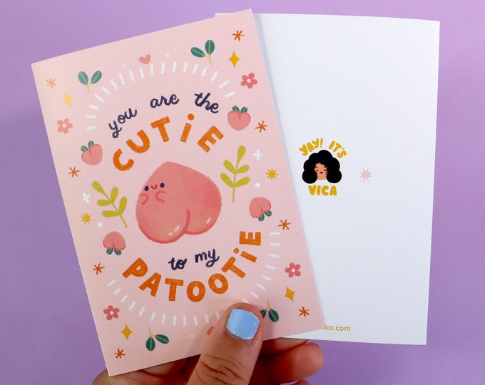 Cutie Patootie Greeting Card Cute Greeting Card Kawaii Art Anniversary ...