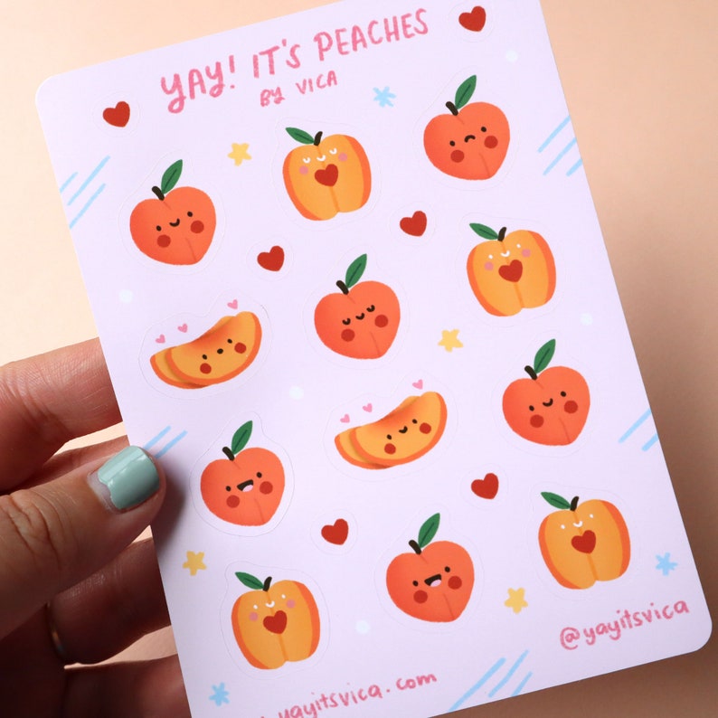 peach sticker sheet kawaii stickers cute stationery etsy