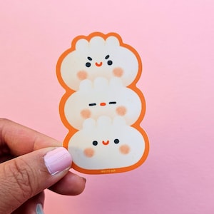 Sticker en vinyle Pile de boulettes - Art kawaii - Papeterie mignonne - Sticker nourriture kawaii - Sticker nourriture mignonne - Sticker boulette mignonne