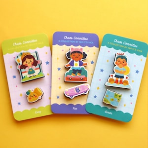 Chaos Committee Wooden Pin - Cute Pin - Character Pin - Kawaii Pin - Cute Gift